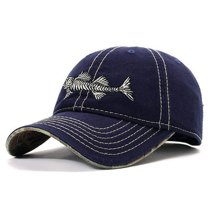 Mens Vintage Hats Cotton Casual Outdoor Baseball Caps Sports Sunshade Snapback Navy Blue