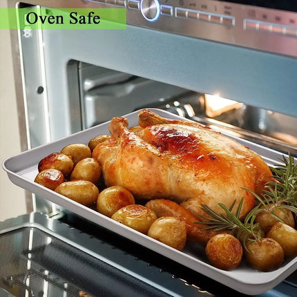 2Pack Stainless Steel Baking Tray Set Non-Stick Sheet Oven Bakeware Plate BBQ 40*30*2.5cm