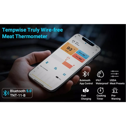 Wireless Meat Thermometer 2-IN-1 Bluetooth 98ft Free APP Grill BBQ Cooking Set