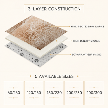 Light Grey Fluffy Shaggy Area Rug Soft Plush Floor Carpet 200x230cm Living Room
