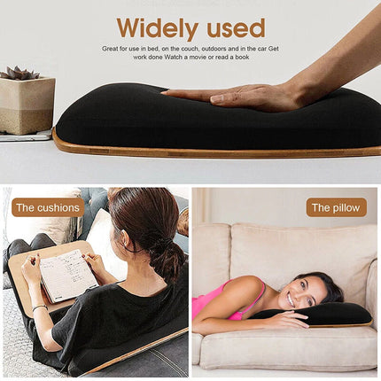 Portable Lap Tray with Bean Bag Cushion Laptop Table Desk Pillow Wooden framed