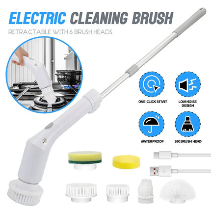 Rechargeable Electric Spin Scrubber - 6 Multi-Function Heads for Bathroom