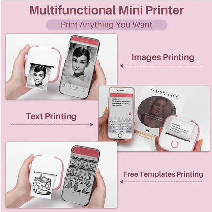 Mini Pocket Bluetooth Thermal Printer Wireless Photo Inkless Sticker