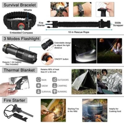 40pcs Emergency Survival Equipment Kit Sports Tactical Hiking Camping SOS Tool