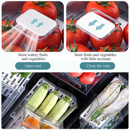 Fridge Storage Box Organizer Food Container Kitchen Clear Drawer Ins Style (14cm)