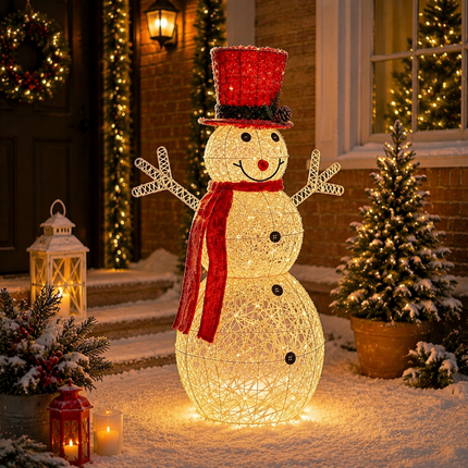 90cm Christmas Snowman LED Light Up Decor Warm White Holiday Indoor Outdoor