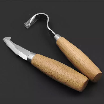 2pcs Wood Carving Knives Set for Spoon Carving Tools Hook Knife Professional