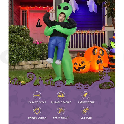 Inflatable Green Alien Costume Adult Suit Blow Up Party Dress Halloween Cosplay
