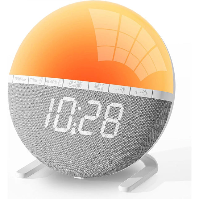 Digital Wake Up Light Alarm Clock With Sunrise Simulation Snooze 7 Sounds