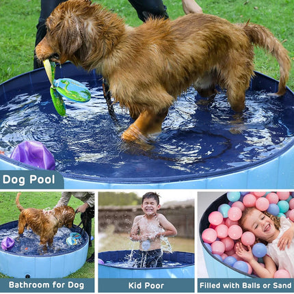 120x30cm Foldable Pet Swimming Pool Durable PVC Dog Pool for Outdoor & Indoor Use Light Blue