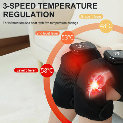 2 X Knee Massager Heated Knee Brace Wrap Pain Relief Heated Knee Pad Stress Relief Black