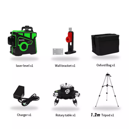 360 Rotary 3D 12 Lines Green Laser Level Self Leveling Cross Measure Tool&Tripod