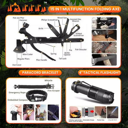 Professional Survival Kit 20 in 1 Tactical Gear for Camping Hunting Hiking
