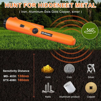 Metal Coins Gold Detector Pinpointer IP66 Waterproof Handheld Pin Pointer Wand