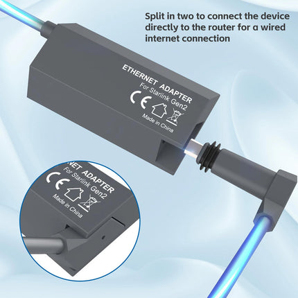 For Starlink Gen 2 V2 Wired Ethernet Adapter Satellite Internet Rectangle Dish