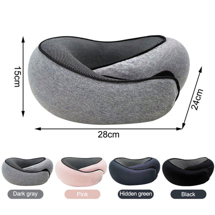 Memory Foam U Shaped Travel Pillow Neck Support Soft Head Rest Plane Car Cushion Black