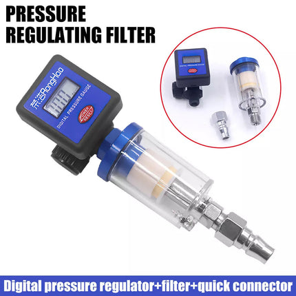 Spray Gun Digital Paint Air Pressure Regulator Gauge Water Trap Filter Tool