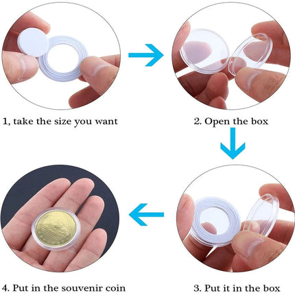 100PCS Coin Capsules Storage Box with Wooden Case Holder Collection Display Tool