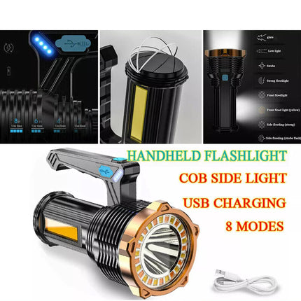 2Pcs 12000000LM LED Flashlight Super Bright Torch USB Rechargeable Lamp High Powered