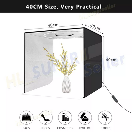 Photo Box 40CM LED Light Tent 144LED Cube Soft Box Room Bar Portable Studio