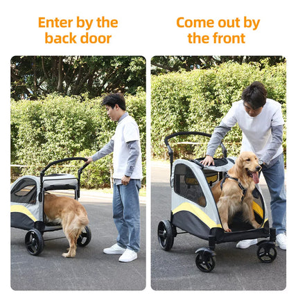 XXL Large Dog Stroller Outdoor Pet Jogger Stroller with Easily Walk in/Out Doors