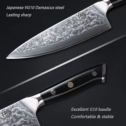8inch Chef Knife Japanese VG10 Damascus Steel Kitchen Knives Cook Chopper