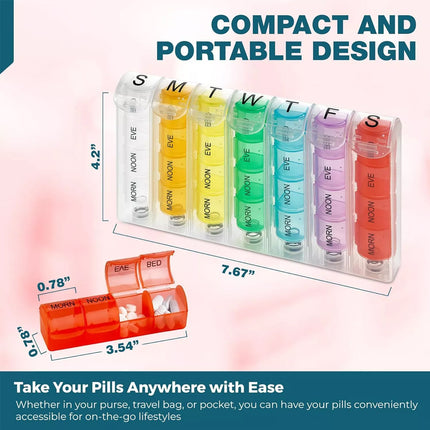 2Pcs Pill Box 7 Day Medicine Tablet Dispenser Organiser Weekly Storage Case Container
