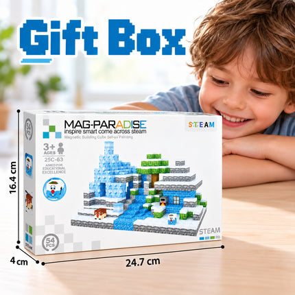 3D Building Blocks Winter Ice Castle 54 Pcs Cube Construction Toy Christmas Gift