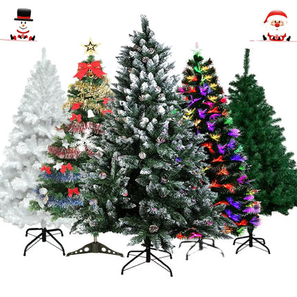 Artificial Christmas Tree with LED Lights Xmas Bushy Pine Holiday Pre Lit Decor Snow Flocked Tree+Pine Cone