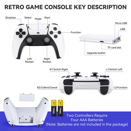 128G 4K HDMI TV Video Game Stick Retro Gaming Console 2 Wireless Controller