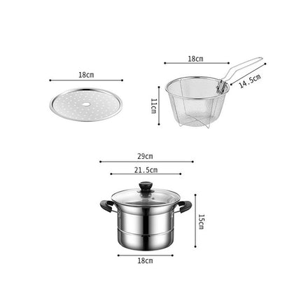 Deep Fryer Pot Stainless Steel Fryer Pot with Strainer Basket and Handle