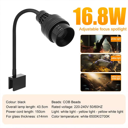Adjustable Aquarium Spot Light 9.6W LED Fish Tank Lamp For Aqu Plants 9.6W