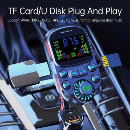 Bluetooth 5.3 FM Transmitter for Car Adapter PD30W & USB Port Fast Charge