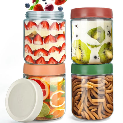 4X 500ml Glass Jars with Lid Small Food Candy Storage Mason Jam Bottle Container
