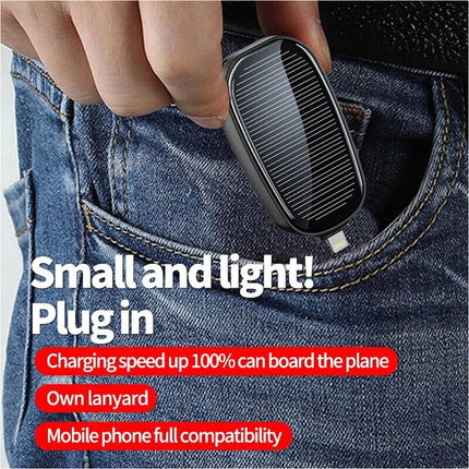 Portable Mini Solar Power Bank TYPE-C Charger for iphone Mobile Phone 1200mAh