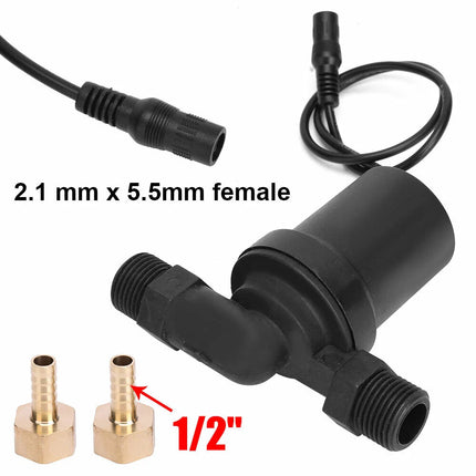 12V Cold Hot Water Pump Solar Circulation Brushless Motor 1/2" Couplers 800L/H