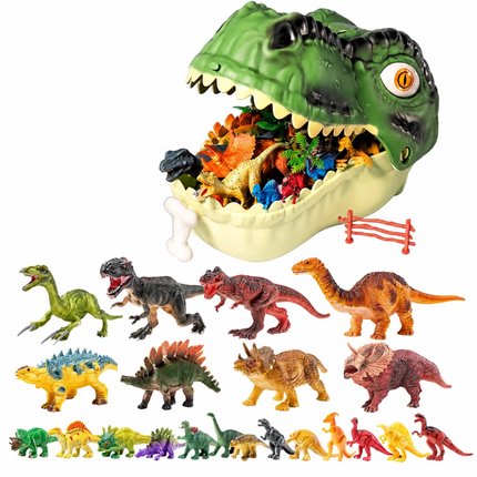 46Pcs Realistic Dinosaur Figure Playset with Eggs Trees,Dinosaur Toys