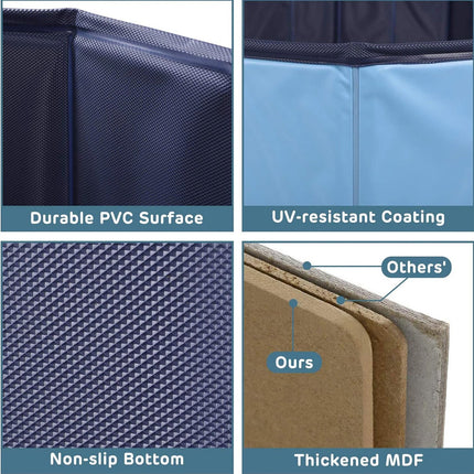 120x30cm Foldable Pet Swimming Pool Durable PVC Dog Pool for Outdoor & Indoor Use Light Blue