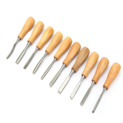 10PCS Professional Wood Carving Hand Chisel Tools Woodworking Gouges Kit Set