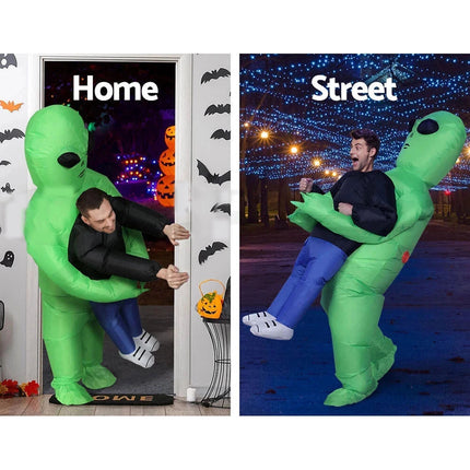 Inflatable Green Alien Costume Adult Suit Blow Up Party Dress Halloween Cosplay