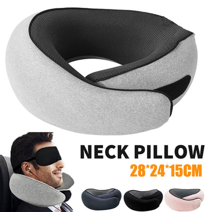 Memory Foam U Shaped Travel Pillow Neck Support Soft Head Rest Plane Car Cushion Black