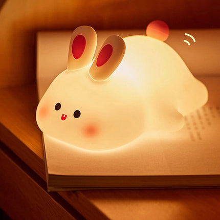 Big face rabbit patting small night light colorful toy ornaments