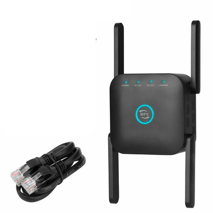 1200Mbps Dual Band Wireless WiFi Extender Repeater Router Range Signal Booster Black