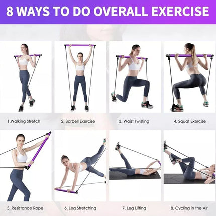 Portable Pilates Stretch Rope Gym Stick Yoga Exercise Bar Pilates Trainer Rope