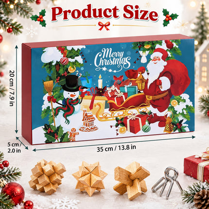 Brain Teaser Advent Calendar 2026 Christmas 3D Puzzle Toy 24 Days Countdown Wooden Metal Gift Kids