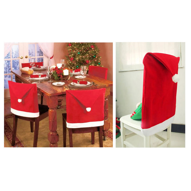 6x Christmas Chair Covers Dinner Table Santa Hat Home Decorations Ornaments Gift