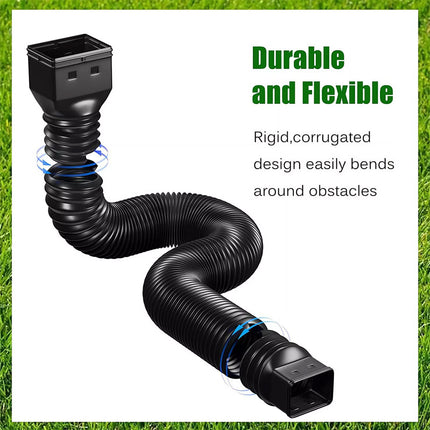 Universal Downspout Extender Drain Pipe Flexible Gutter Diverter Extension Pipe Black