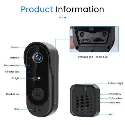 HD Smart Wireless WiFi Video Doorbell Camera Intercom Security Camera Door Bell