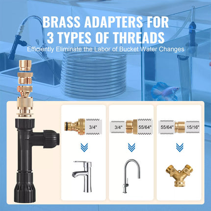 Aquarium Vacuum Gravel Cleaner 50ft PVC Hose Siphon for Fish Tank Cleaning