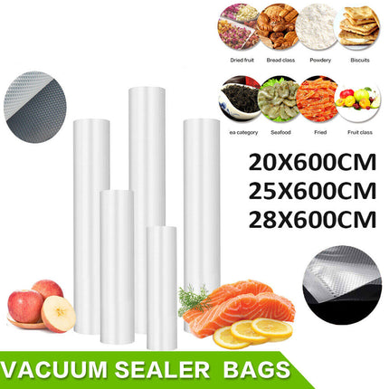 4 Rolls Vacuum Food Sealer Saver Bag Seal Storage Commercial Grade (25cm X 6M)